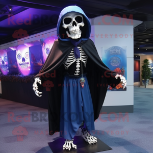 Navy Skull mascot costume character dressed with a Cover-up and Shawls