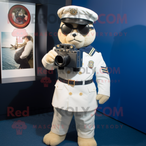 Navy Camera maskot kostym...