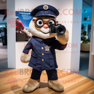 Navy Camera mascot costume character dressed with a Chinos and Eyeglasses