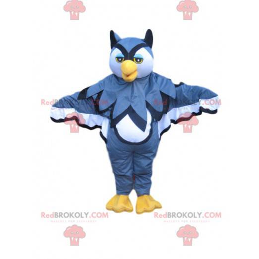 Mascotte de hiboux bleu et blanc. Costume de hiboux -