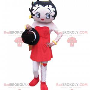 Mascotte de Betty Boop avec une belle robe rouge -