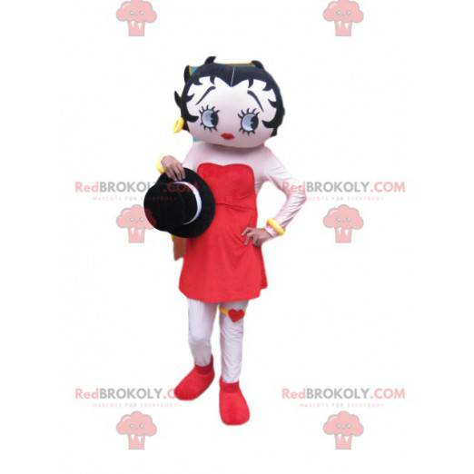 Betty Boop maskot med en vakker rød kjole - Redbrokoly.com