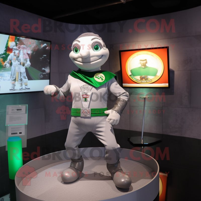 Silver Irish Flag mascot costume character dressed with a Turtleneck and Hairpins Silver Irish Flag mascot costume character dressed with a Turtleneck and Hairpins