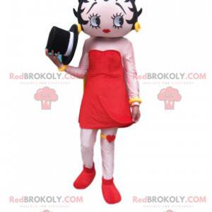 Betty Boop maskot med en vakker rød kjole - Redbrokoly.com