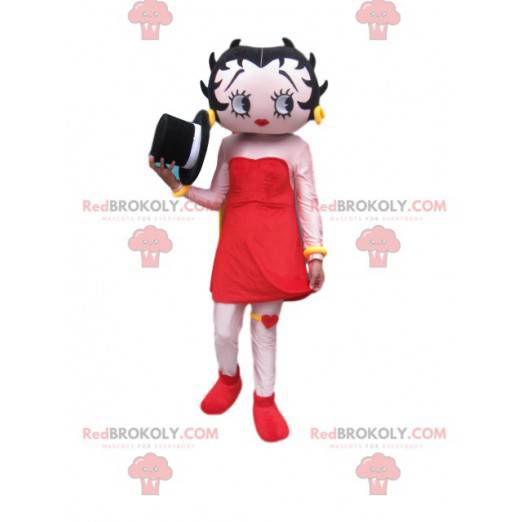 Betty Boop mascotte met een mooie rode jurk - Redbrokoly.com