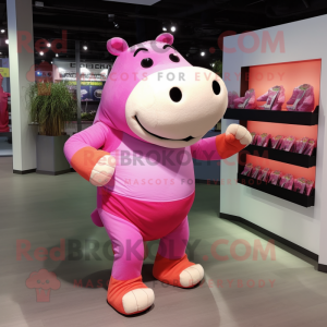 Pink Hippopotamus maskot...