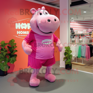 Pink Hippopotamus maskot...