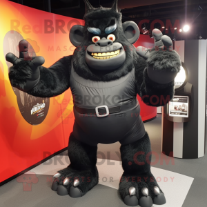 Black Ogre mascot costume character dressed with a Jumpsuit and Cufflinks