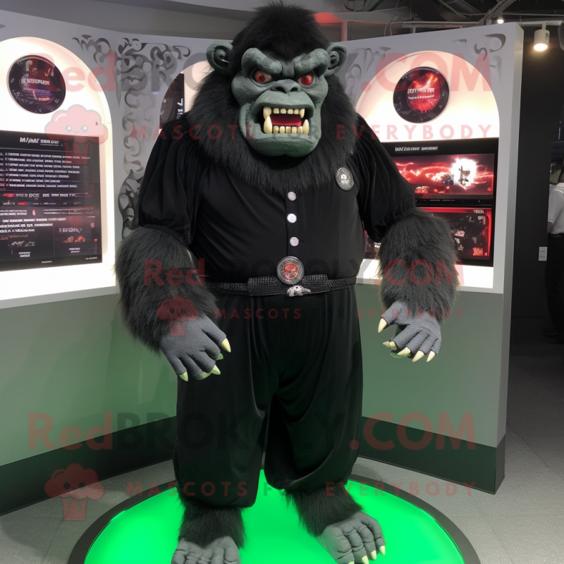 Black Ogre mascot costume character dressed with a Jumpsuit and Cufflinks Black Ogre mascot costume character dressed with a Jumpsuit and Cufflinks