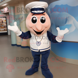 Navy Shrimp Scampi mascot costume character dressed with a Chinos and Bracelets