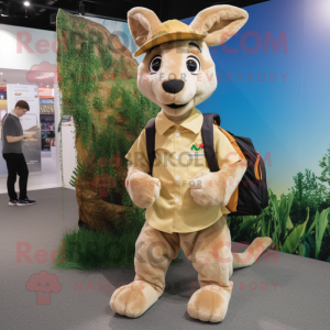 Beige Kangaroo mascotte...