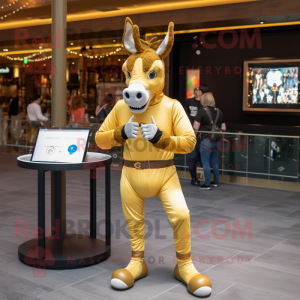 Gold Donkey maskot kostym...