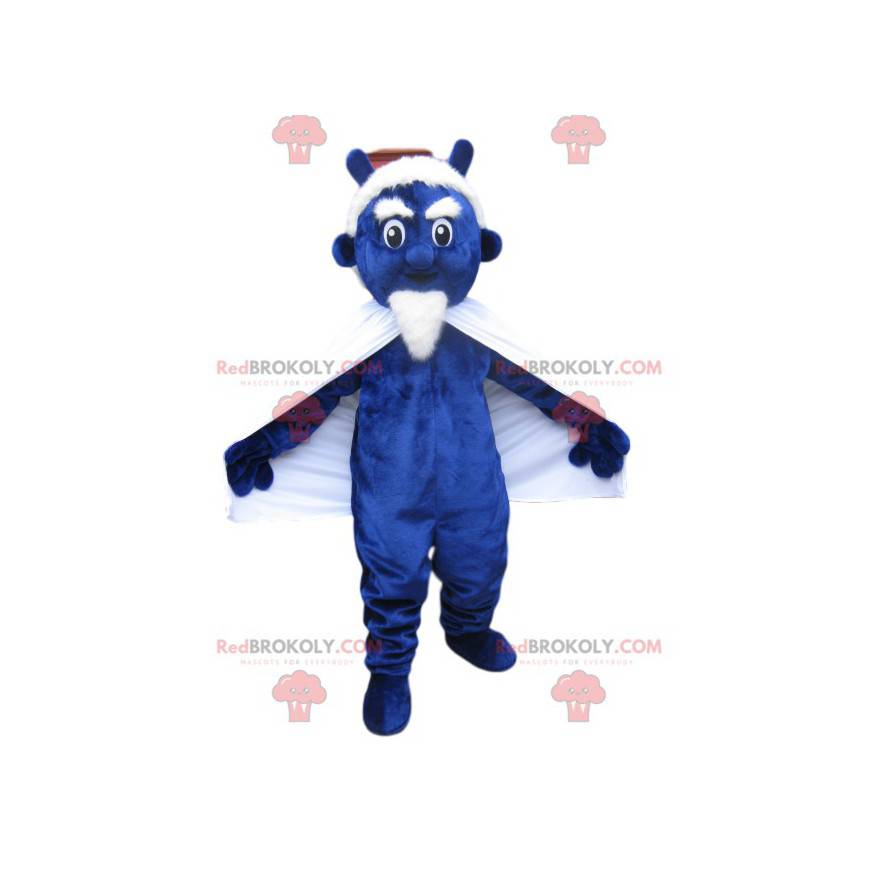 Mascotte de diablotin bleu avec une barbichette blanche - Mascotte de diablotin bleu avec une barbichette blanche -