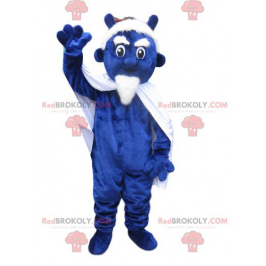 Mascot blauwe imp met een witte sik - Redbrokoly.com