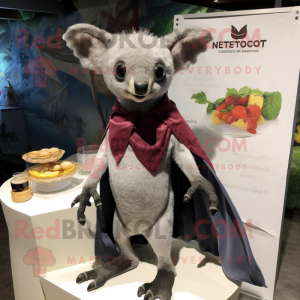 Silver Fruit Bat mascot costume character dressed with a Henley Tee and Shawls