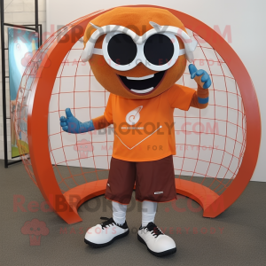 Rust Soccer Goal mascot costume character dressed with a Capri Pants and Rings