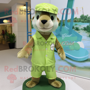 Lime Green Otter mascotte...