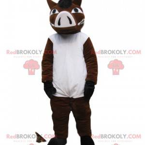 Mascotte de sanglier marron et blanc agressif. Costume de