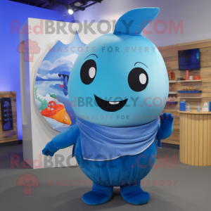 Blå Narhval maskot drakt...