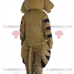 Beige tiger mascot with a beautiful smile - Redbrokoly.com