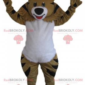 Beige tiger maskot med et smukt smil - Redbrokoly.com