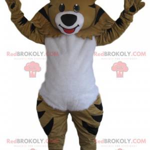 Beige tijger mascotte met een mooie glimlach - Redbrokoly.com