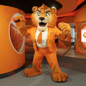 Orange Smilodon maskot...