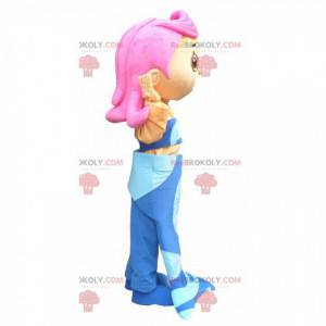 Mermaid mascot with a blue tail and pink hair - Redbrokoly.com