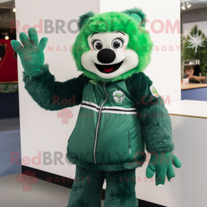 Forest Green Ice mascot costume character dressed with a Polo Shirt and Gloves