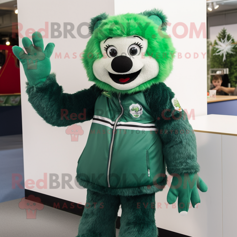 Forest Green Ice mascot costume character dressed with a Polo Shirt and Gloves Forest Green Ice mascot costume character dressed with a Polo Shirt and Gloves