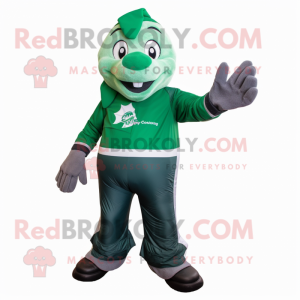 Forest Green Ice mascot costume character dressed with a Polo Shirt and Gloves