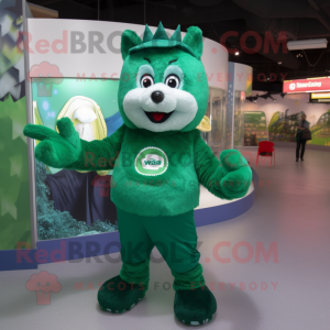 Forest Green Ice mascot costume character dressed with a Polo Shirt and Gloves