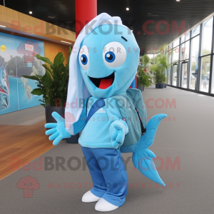 Sky Blue Mermaid mascotte...