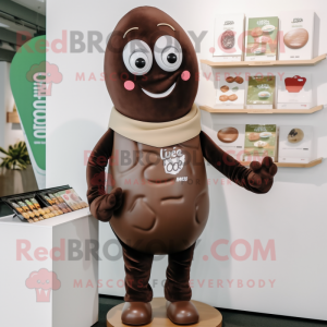 Olive Chocolate Bar mascot costume character dressed with a Turtleneck and Lapel pins
