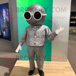 Silver Grenade mascot costume character dressed with a Dress Shirt and Sunglasses