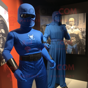 Blue Gi Joe mascot costume character dressed with a Empire Waist Dress and Rings