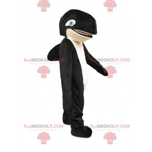 Zwart-witte orka mascotte met blauwe ogen - Redbrokoly.com