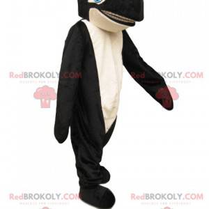 Mascotte d'orque noir et blanc avec des yeux bleus -