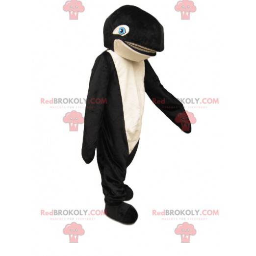 Zwart-witte orka mascotte met blauwe ogen - Redbrokoly.com