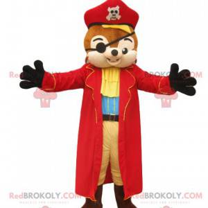 Mascotte scoiattolo con un superbo vestito da pirata -