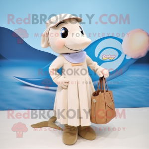 Beige Dolphin maskot...