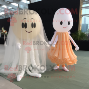 nan Jellyfish mascot costume character dressed with a Wedding Dress and Cufflinks