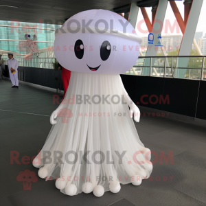 nan Jellyfish mascot costume character dressed with a Wedding Dress and Cufflinks