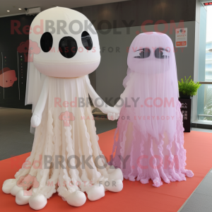 nan Jellyfish mascot costume character dressed with a Wedding Dress and Cufflinks