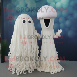 nan Jellyfish mascot costume character dressed with a Wedding Dress and Cufflinks