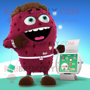 Brown Raspberry mascot costume character dressed with a Bikini and Digital watches