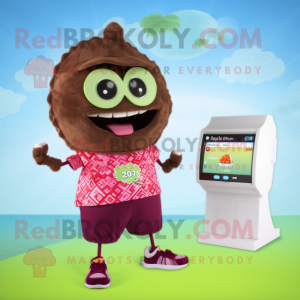 Brown Raspberry mascot costume character dressed with a Bikini and Digital watches