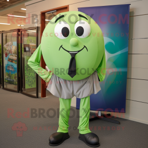 Olive Soccer Ball mascot costume character dressed with a Dress Shirt and Tie pins