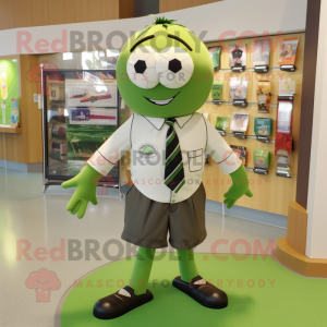 Olive Soccer Ball mascot costume character dressed with a Dress Shirt and Tie pins