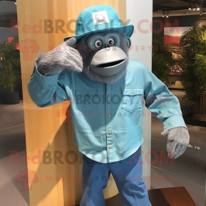 Teal orang-oetan mascotte...